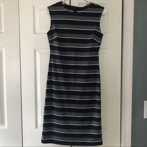 Business Casual Striped Sleeveless Sheath Dress